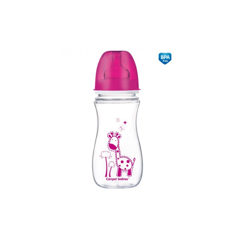 Plataus kaklelio buteliukas CANPOL BABIES EASYSTART, colorful animals, 12 mėn+, 300 ml, 35/204-Maitinimui, Buteliukai ir žinduka