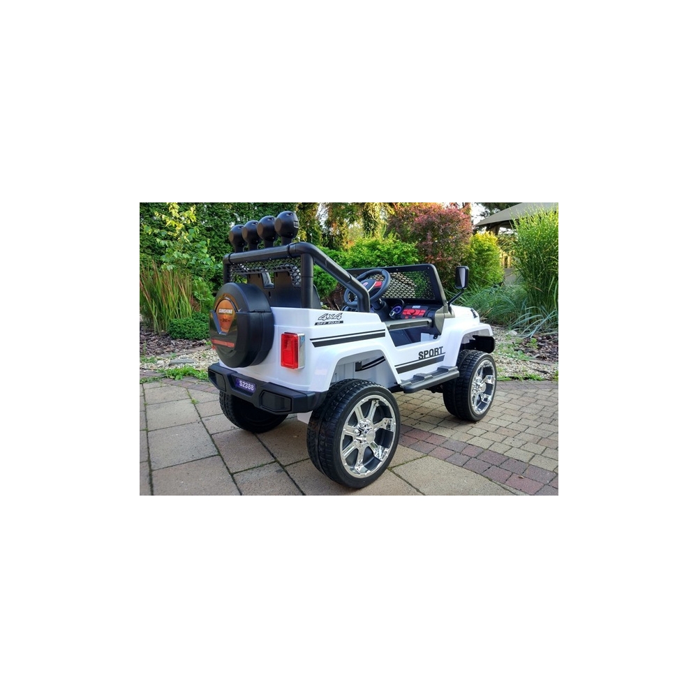 Elektromobilis S2388 Jeep 4x45W, White-Elektromobiliai vaikams, Visureigiai-e-vaikas