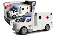 Auto Ambulance with friction drive white 1:20 with sound