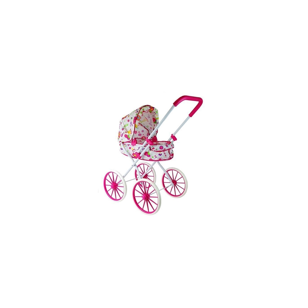 Doll Pram Retro Big Wheels Flowers