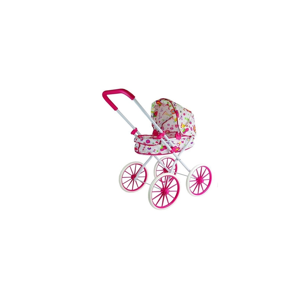 Doll Pram Retro Big Wheels Flowers