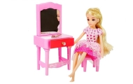 Doll + Furniture Set Bed Wardrobe Dressing table