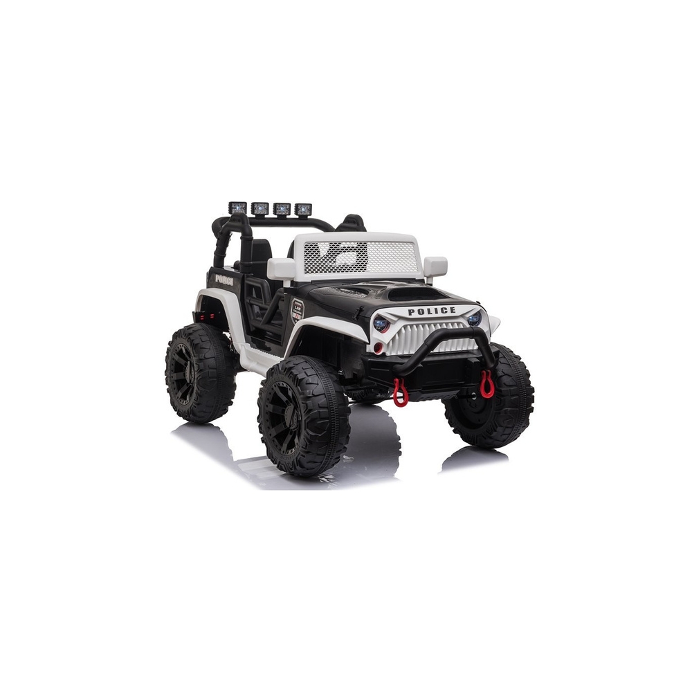 Elektromobilis Jeep JC666, Police White-Elektromobiliai vaikams, Visureigiai-e-vaikas