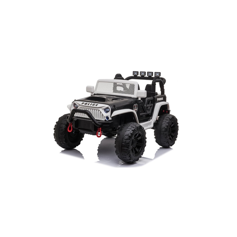 Elektromobilis Jeep JC666, Police White-Elektromobiliai vaikams, Visureigiai-e-vaikas