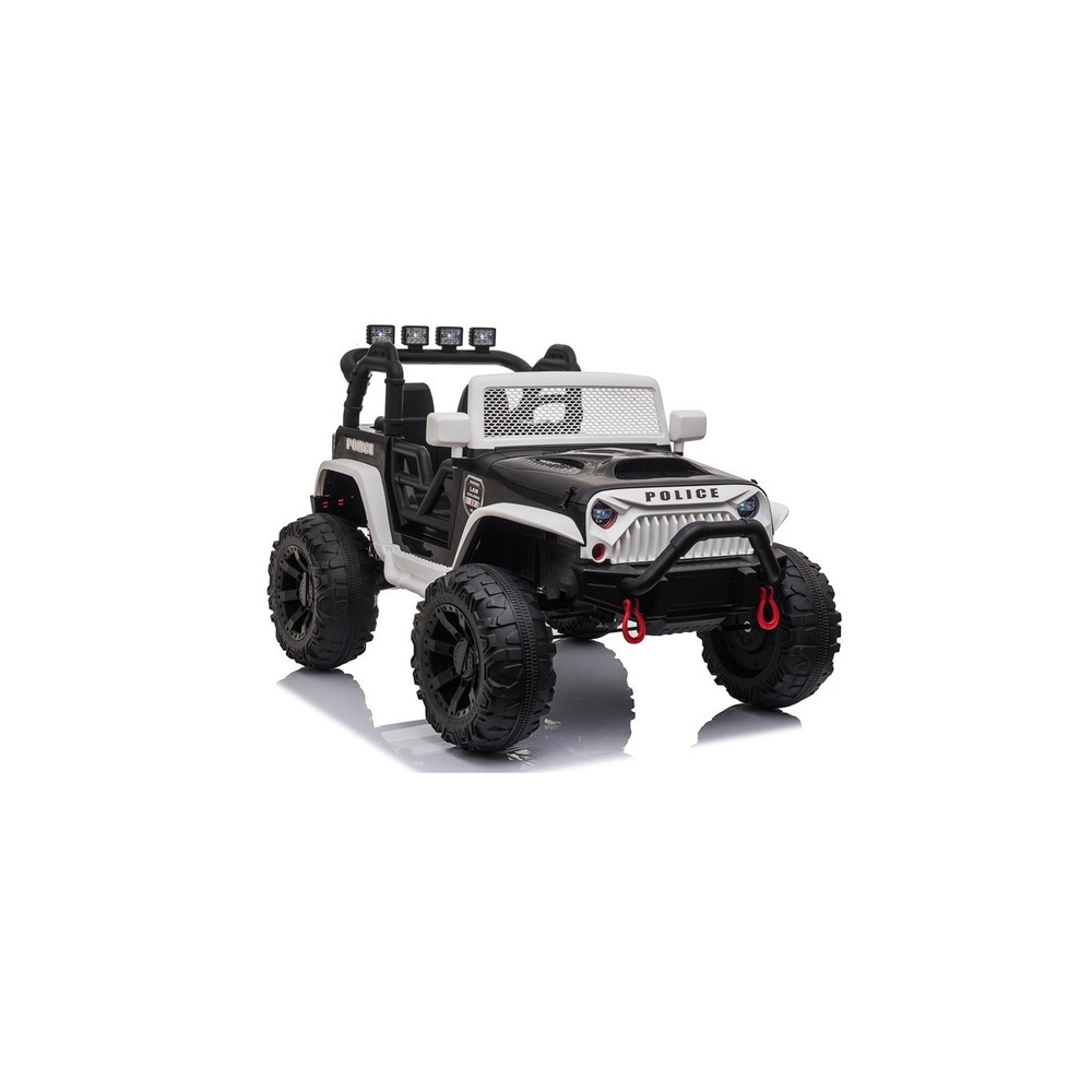 Elektromobilis Jeep JC666, Police White-Elektromobiliai vaikams, Visureigiai-e-vaikas