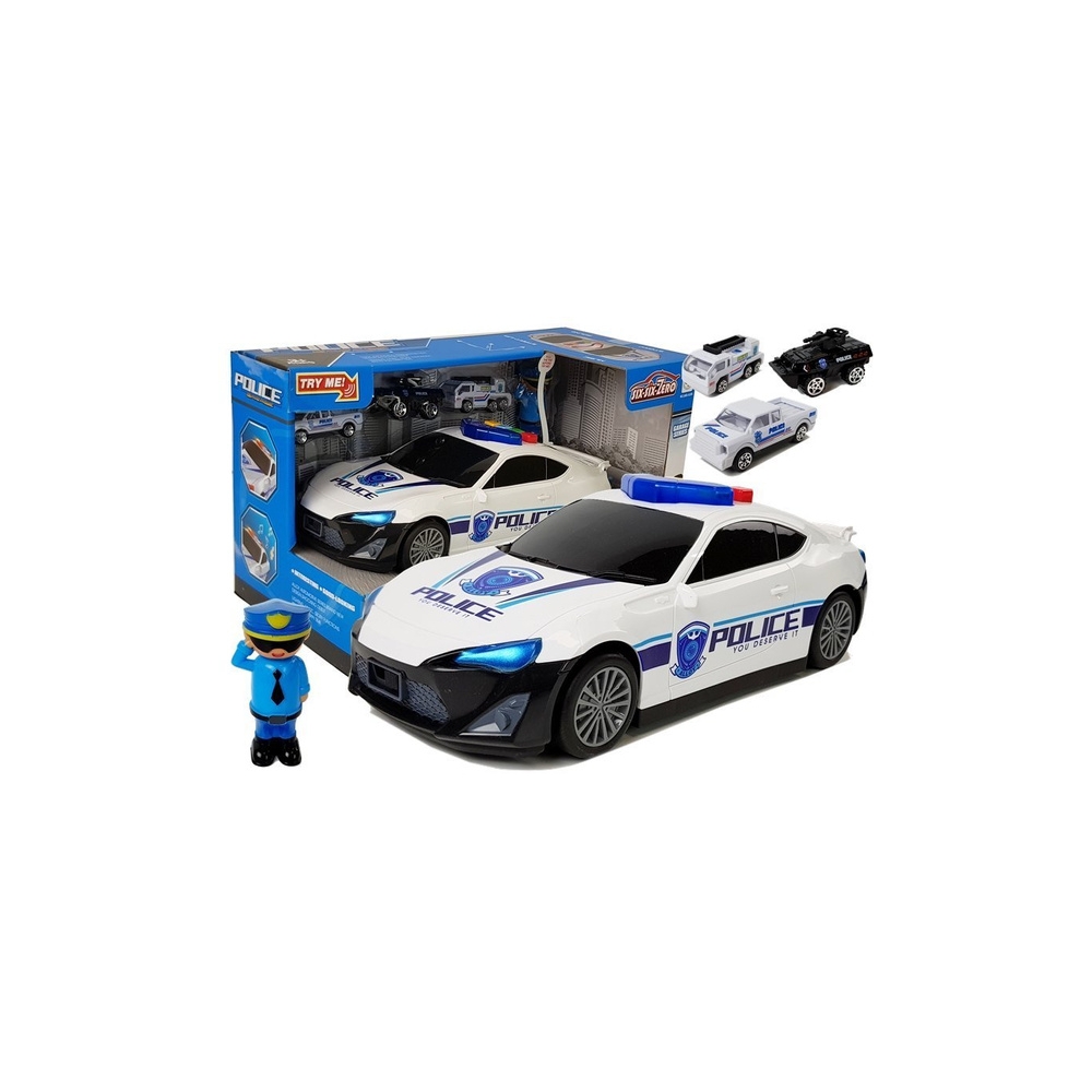 Policijos automobilis Garažas 2in1 Policeman Small Cars Sound Lights