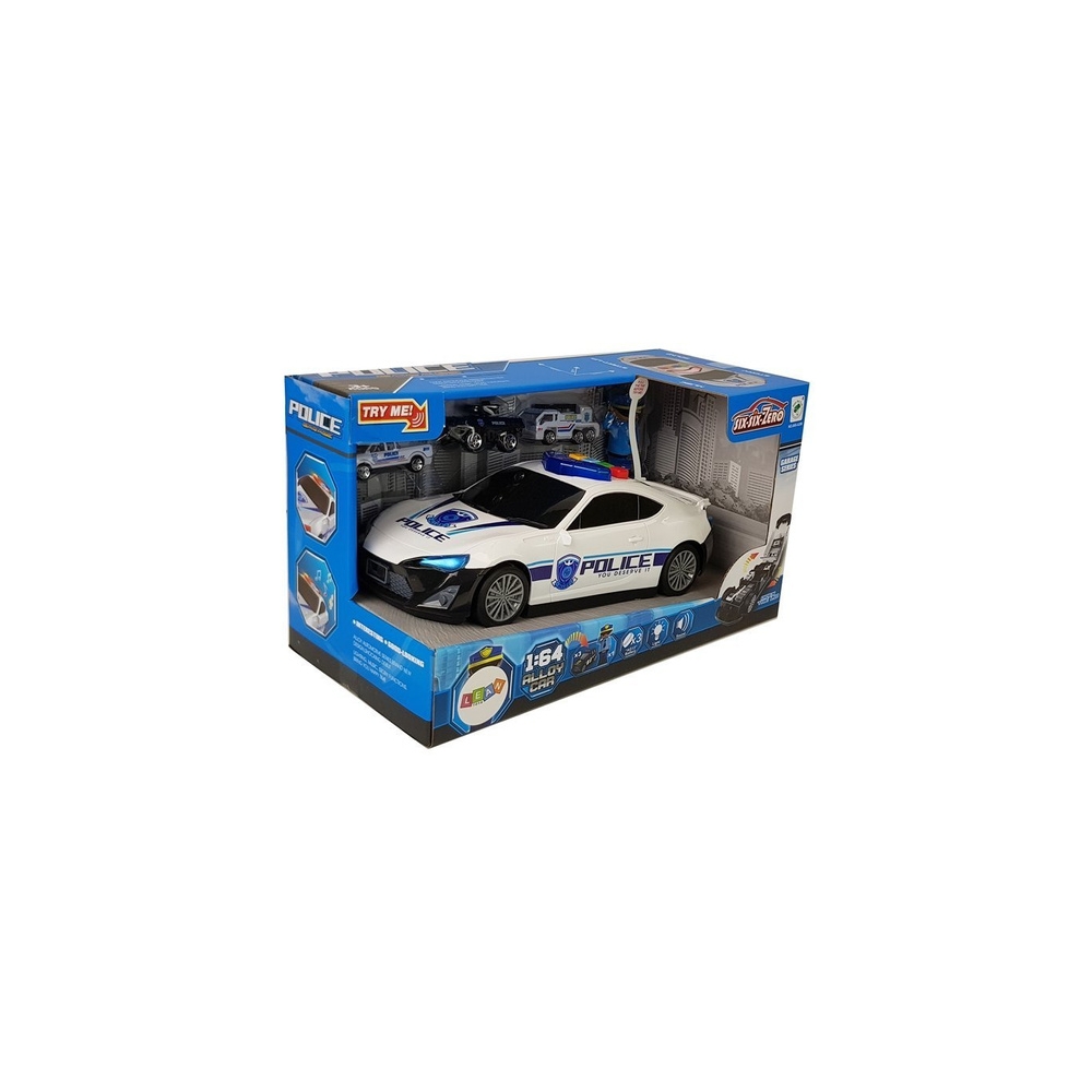 Policijos automobilis Garažas 2in1 Policeman Small Cars Sound Lights