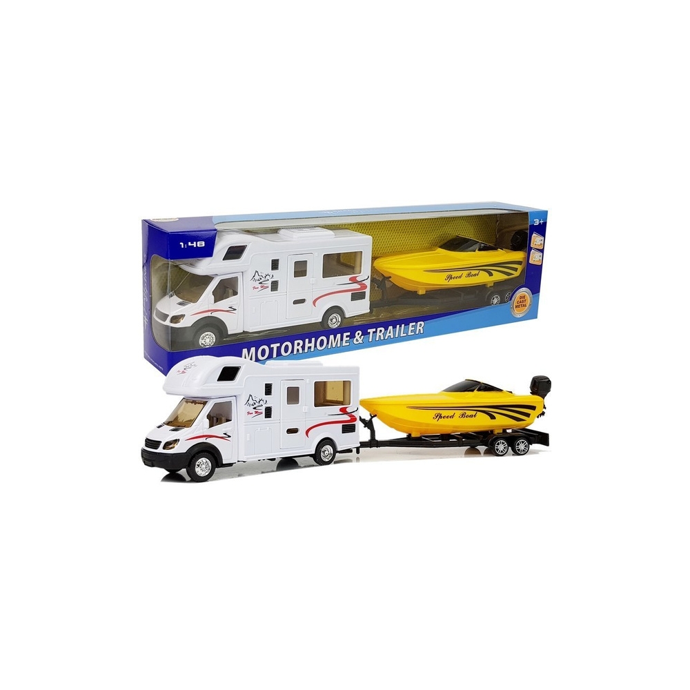 Kemperis su geltona motorine valtimi ir frikcine pavara 1:48-Žaislai, Auto ir transporto žaislai, Mašinos-e-vaikas