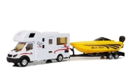 Camper z  Żółtą Motorówką i Napędem Frykcyjnym 1:48