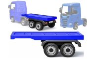 Puspriekabė elektromobiliui HL358 Mercedes Scania Actros, Blue-Elektromobiliai vaikams, Sunkvežimiai-e-vaikas