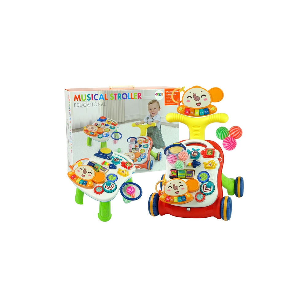 Interaktyvus stumdukas / staliukas 2-in-1, raudonas-Judėjimui, Stumdukai-e-vaikas