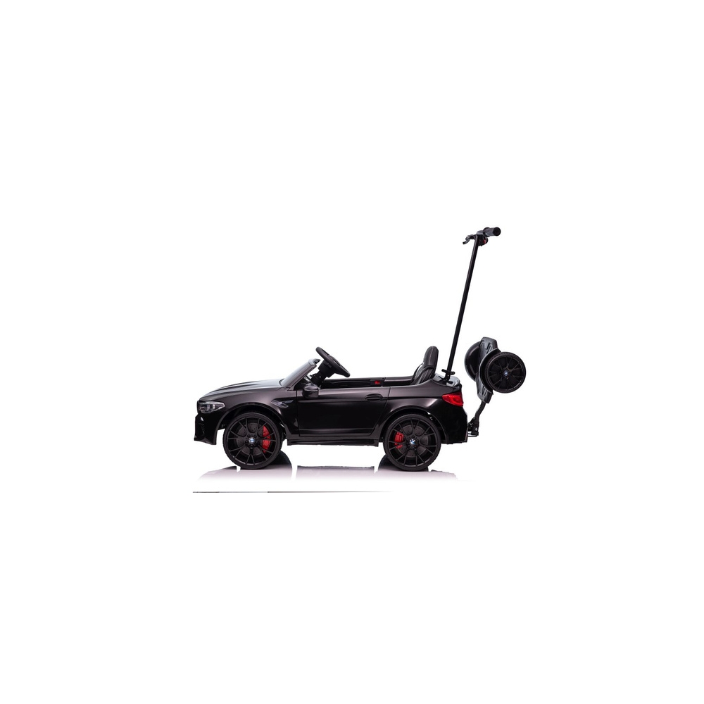 Battery-operated car BMW M5 with platform for parent, black lacquered