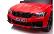 Battery-operated car BMW M5 with platform for parent, red, lacquered