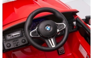 Battery-operated car BMW M5 with platform for parent, red, lacquered