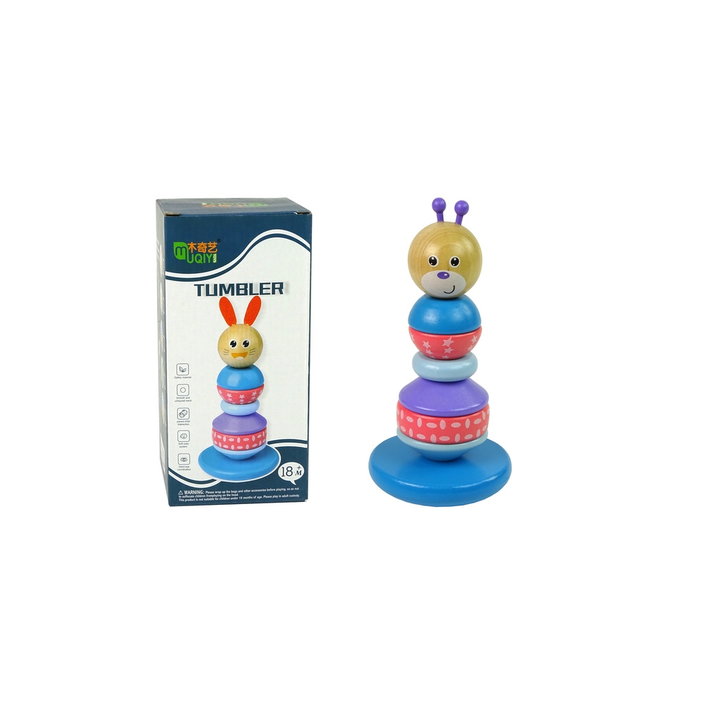 Wooden Teddy Bear Educational Pyramid Balancing Tower