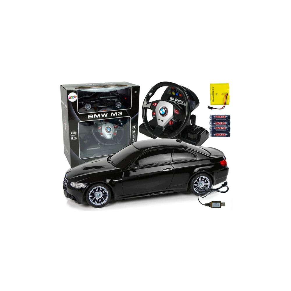 Auto Zdalnie Sterowane BMW M3 Czarny Pilot Kierownica 1:18 Dźwięk Światła