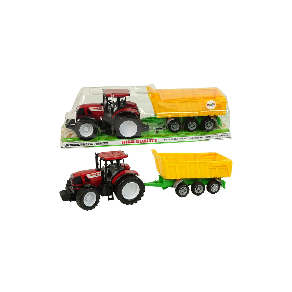 Traktorius su geltona priekaba 50 cm-Žaislai, Auto ir transporto žaislai, Traktoriai-e-vaikas