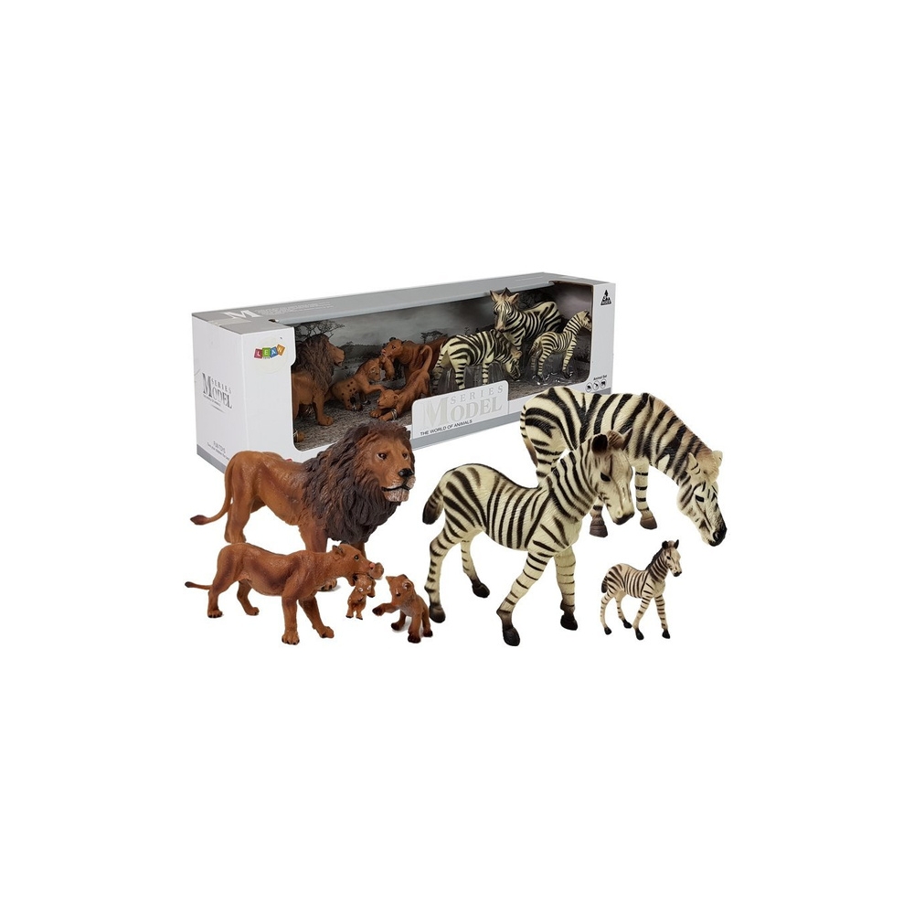 Figūrėlių rinkinys Afrikos laukiniai gyvūnai Liūtų šeima Zebrai