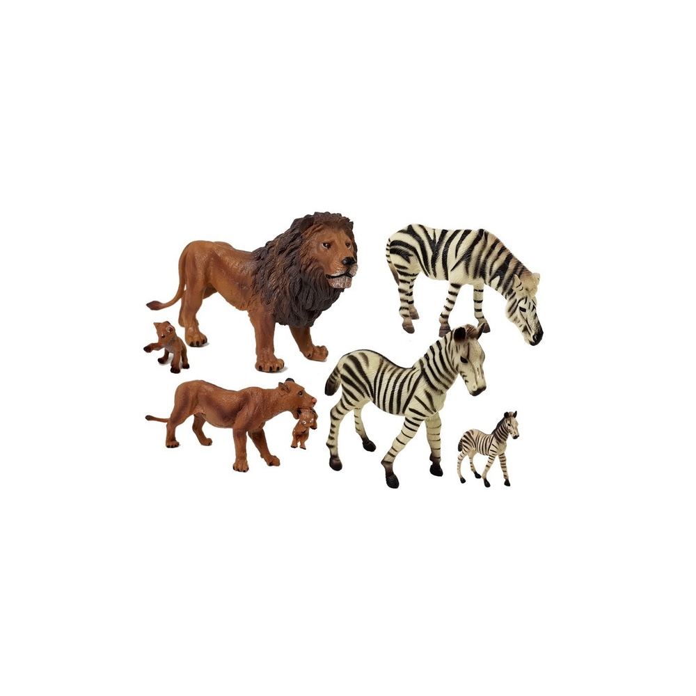 Figūrėlių rinkinys Afrikos laukiniai gyvūnai Liūtų šeima Zebrai
