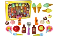 Sweet Treats Set Ice Cream Cupcakes Sauces Spoons