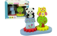 Mediniai gyvūnai rūšiuotuvas pelėda panda dantyti ratukai