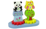 Mediniai gyvūnai rūšiuotuvas pelėda panda dantyti ratukai