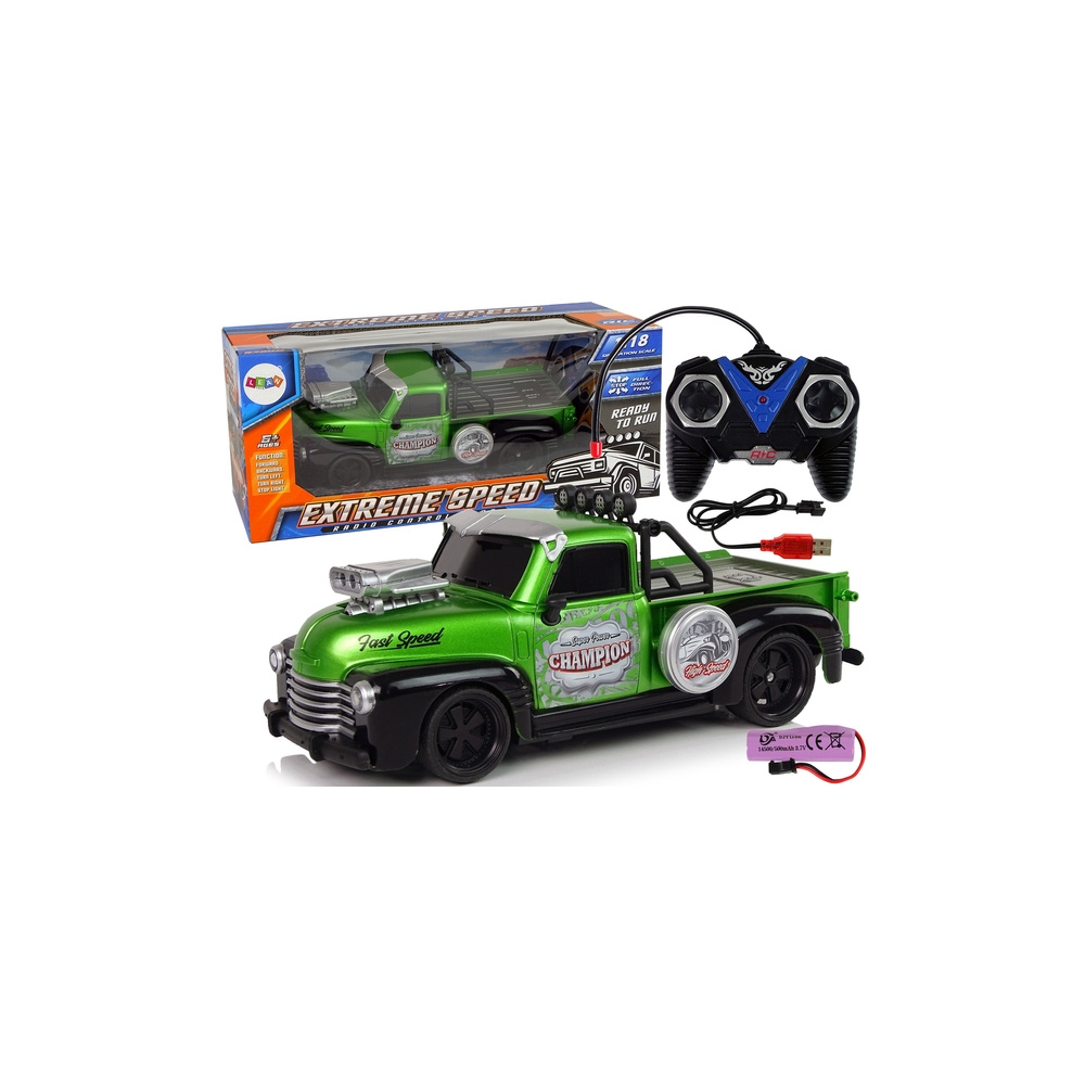 Auto Zdalnie Sterowane 1:18 Zielone Pick-up
