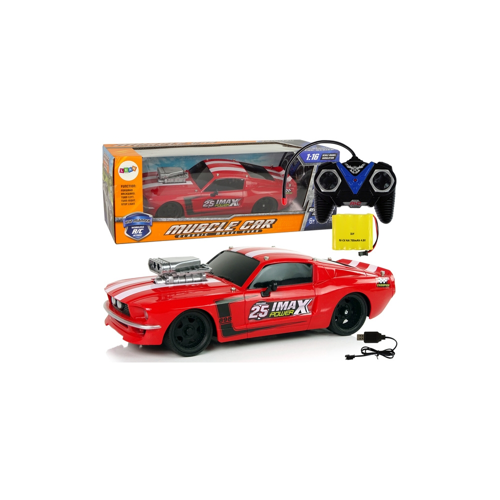 Sportinis automobilis R/C 1:16 Raudona/Balta-Žaislai, Auto ir transporto žaislai, Valdomos radijo bangomis-e-vaikas