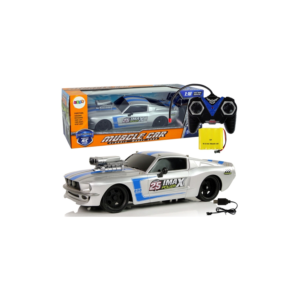 Auto Sportowe R/C 1:16 Srebrne Niebieskie Pasy Pilot