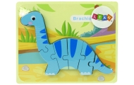 Medinė dėlionė dinozauras Brachiozauras Mėlynas