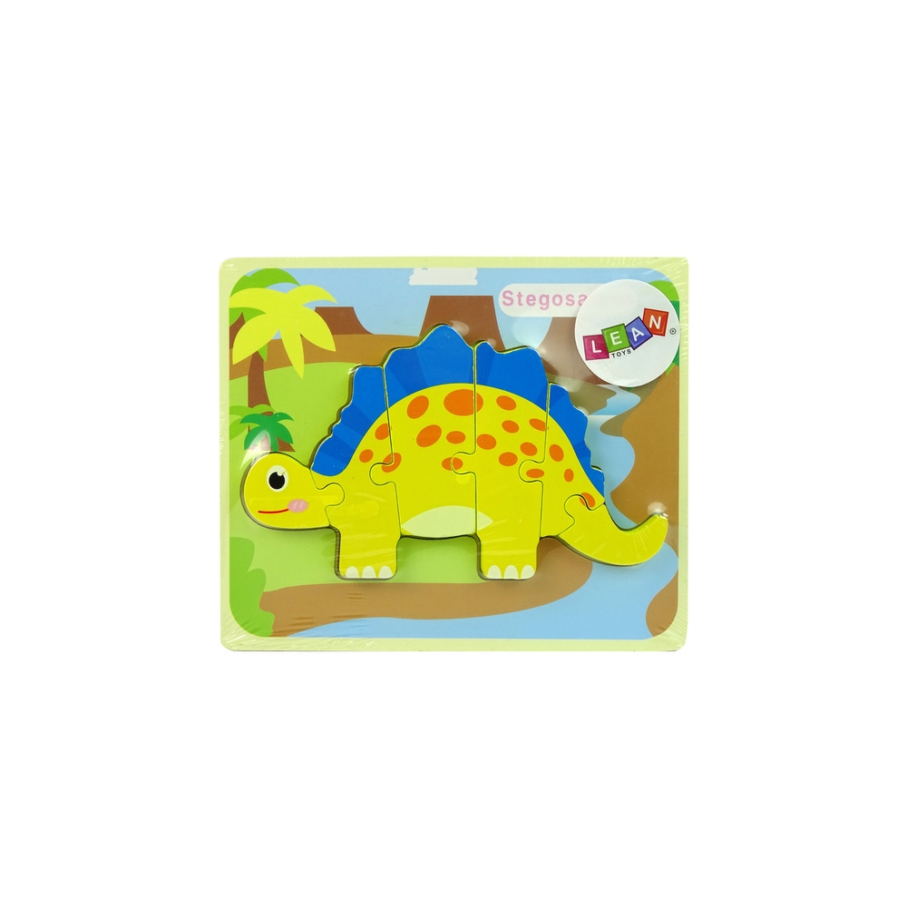 Medinė dėlionė dinozauras Stegozauras Geltonas