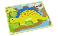 Medinė dėlionė dinozauras Stegozauras Geltonas