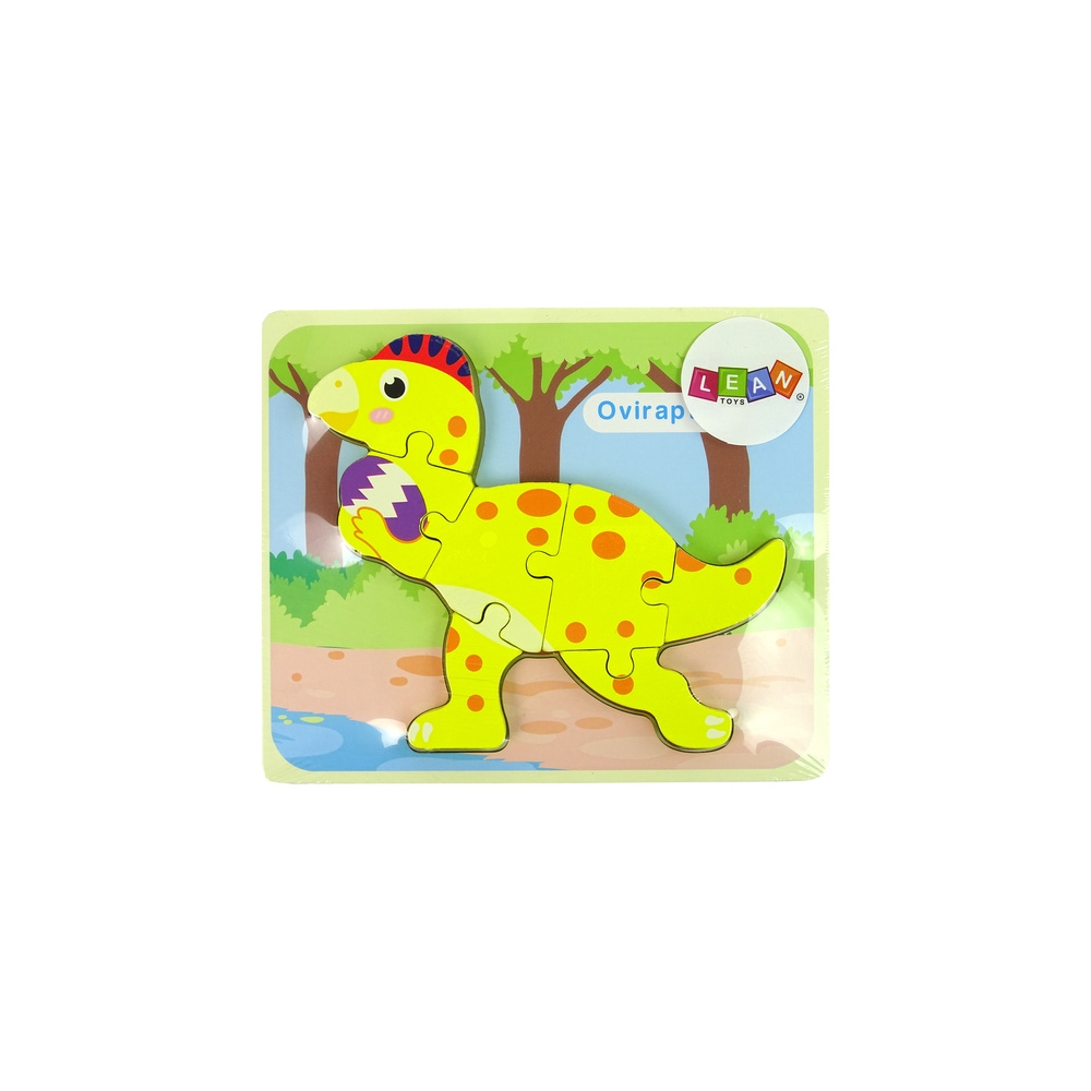 Medinė dėlionė dinozauras Stegozauras Geltonas
