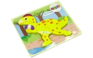 Wooden Puzzle Dinosaur Stegosaurus Yellow