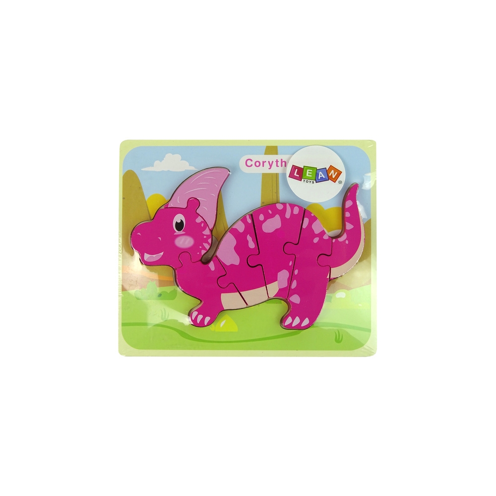 Medinė dėlionė dinozauras Rožinis