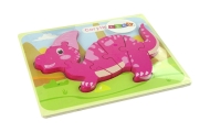 Medinė dėlionė dinozauras Rožinis