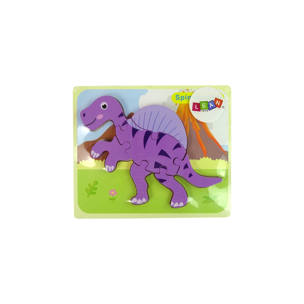 Medinė dėlionė dinozauras Rožinis