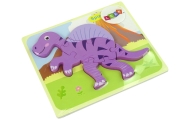 Wooden Puzzle Dinosaur Corythosaurus Pink Spinosaurus Purple