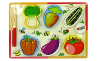 Wooden Vegetable Chopping Set 6 Pieces Tomato Peppers Cucumber