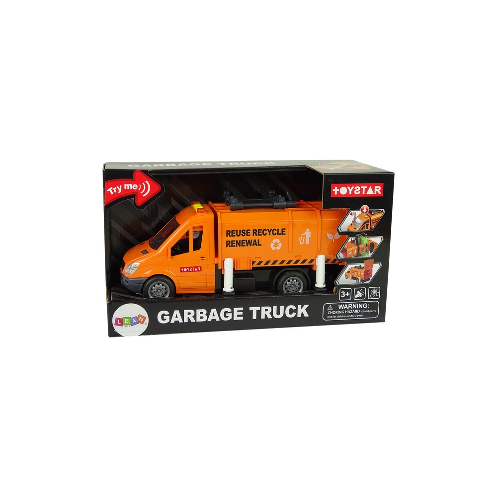 Rubbish Truck with Friction Drive Sound Effects Orange