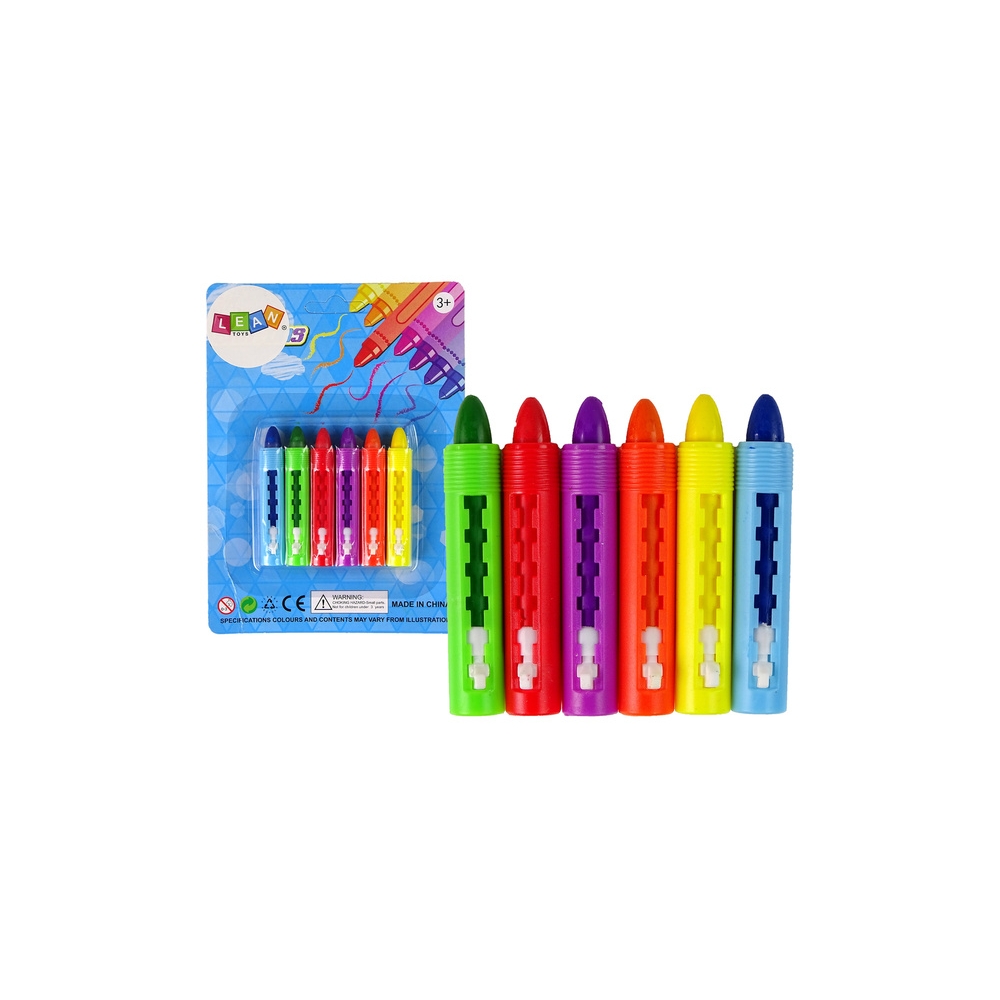Pastelinių kreidelių rinkinys LEANTOYS, 6 vnt., 7cm