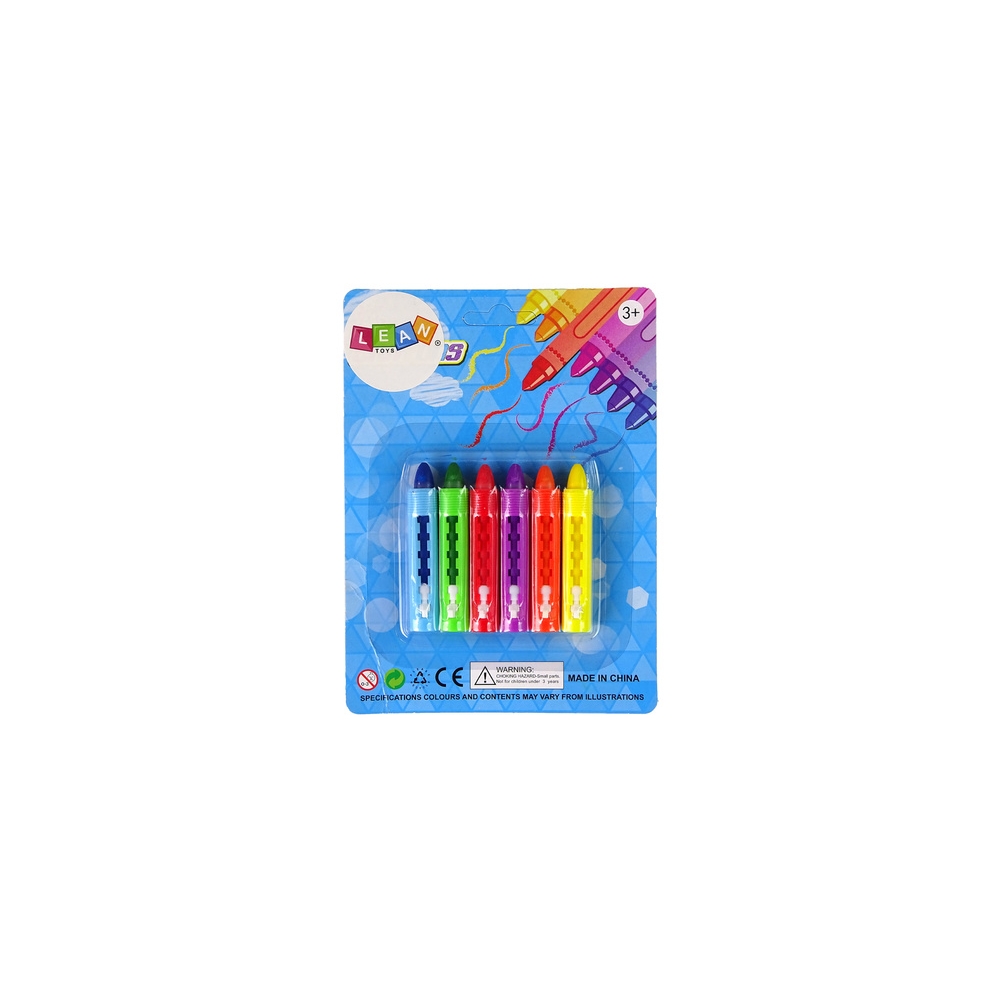 Pastelinių kreidelių rinkinys LEANTOYS, 6 vnt., 7cm