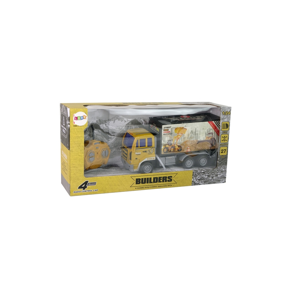Nuotoliniu būdu valdomas statybinis sunkvežimis 1:24, geltonas