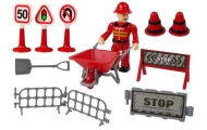 Fire Brigade Set Crane Road Signs Firefighter