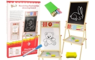 Drewniana Tablica 2w1 Magnetyczna Kredowa + Liczydło Alfabet Tabliczka Mnożenia
