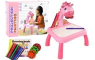 DINOSAUR TABLE WITH PROJECTOR FOR DRAWING + ACCESSORIES  COLOUR PINK