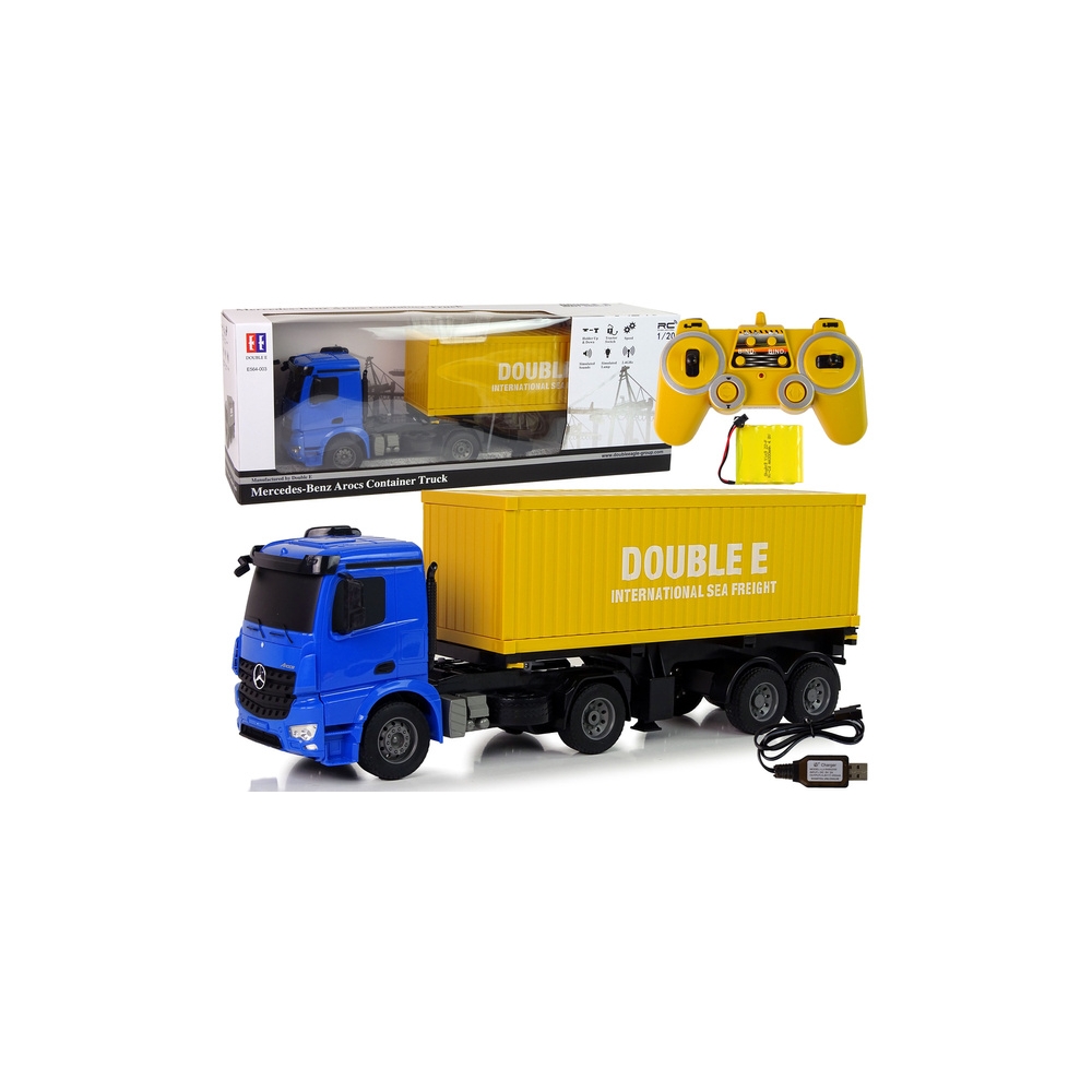 Duża Ciężarówka R/C Mercedes Arocs Niebieska 1:20 Kontener 58 cm Długości