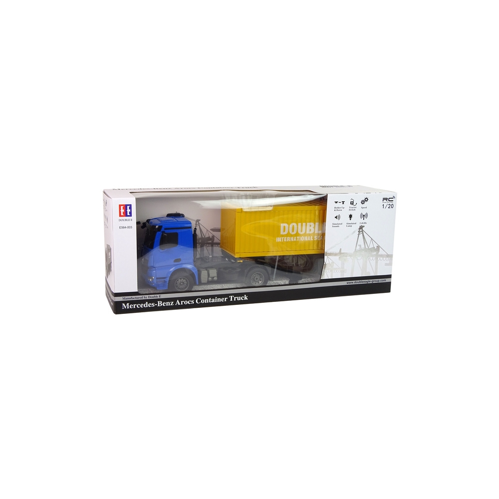 Duża Ciężarówka R/C Mercedes Arocs Niebieska 1:20 Kontener 58 cm Długości