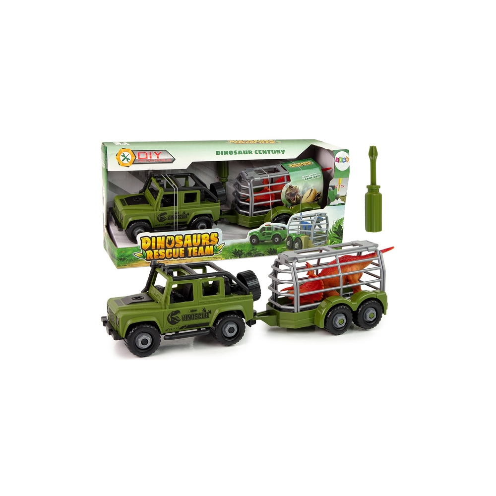 Auto Terenowe Transporter Do Rozkręcania DIY Zielony Dinozaur