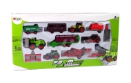 Set of Agricultural Vehicles Tractor 12 Pieces Metal